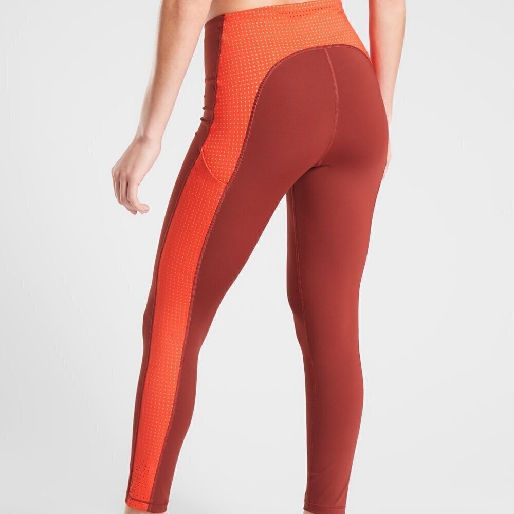 ATHLETA ULTIMATE STASH POCKET COLORBLOCK 7/8 TIGHT  Mesh Stretch Nylon Women S - Picture 2 of 8